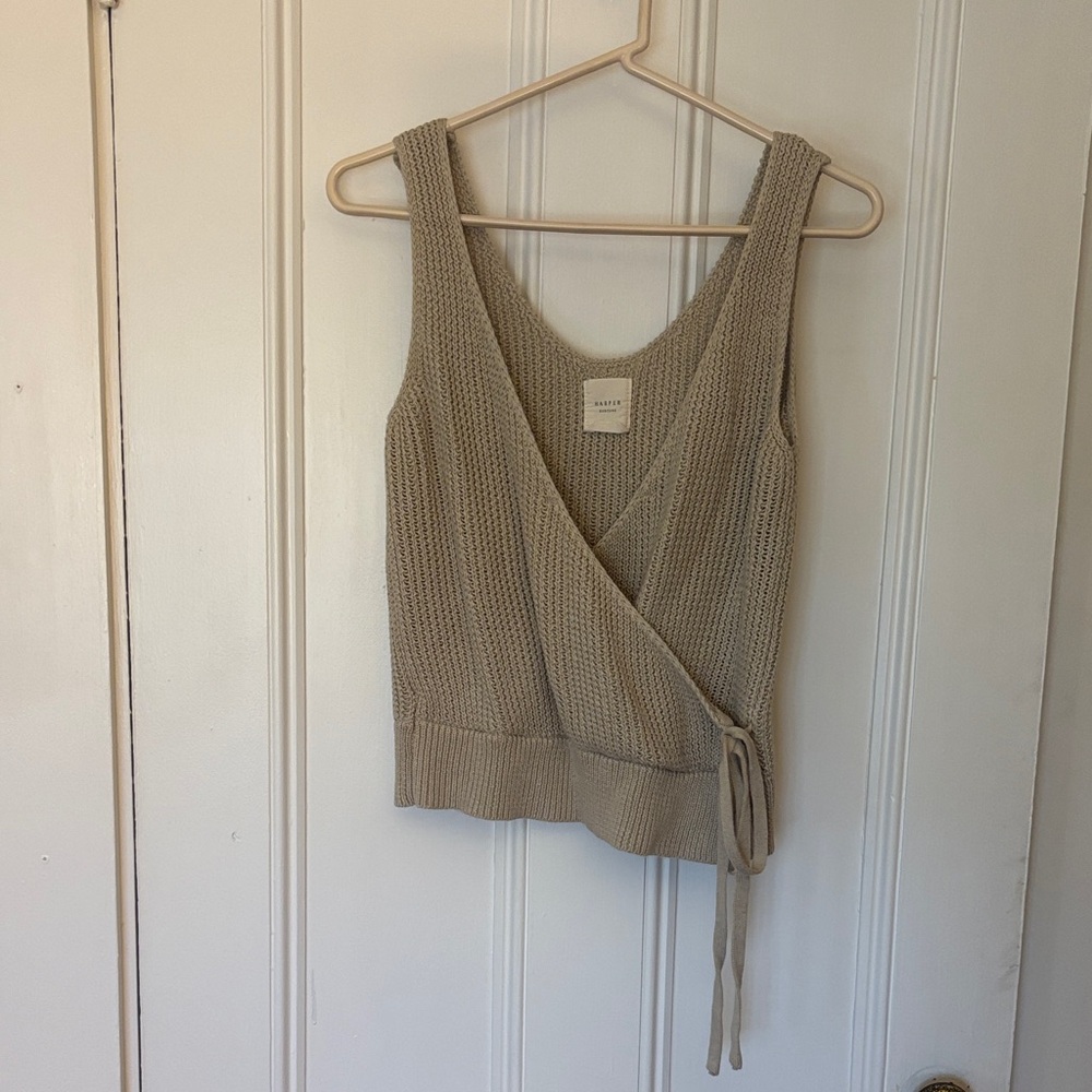 Harper Heritage Taupe Knit Wrap Tank Top
